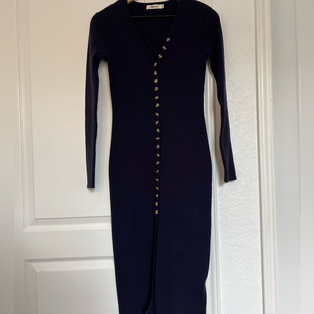 NWOT Elegant Sweater Dress | Navy | XL